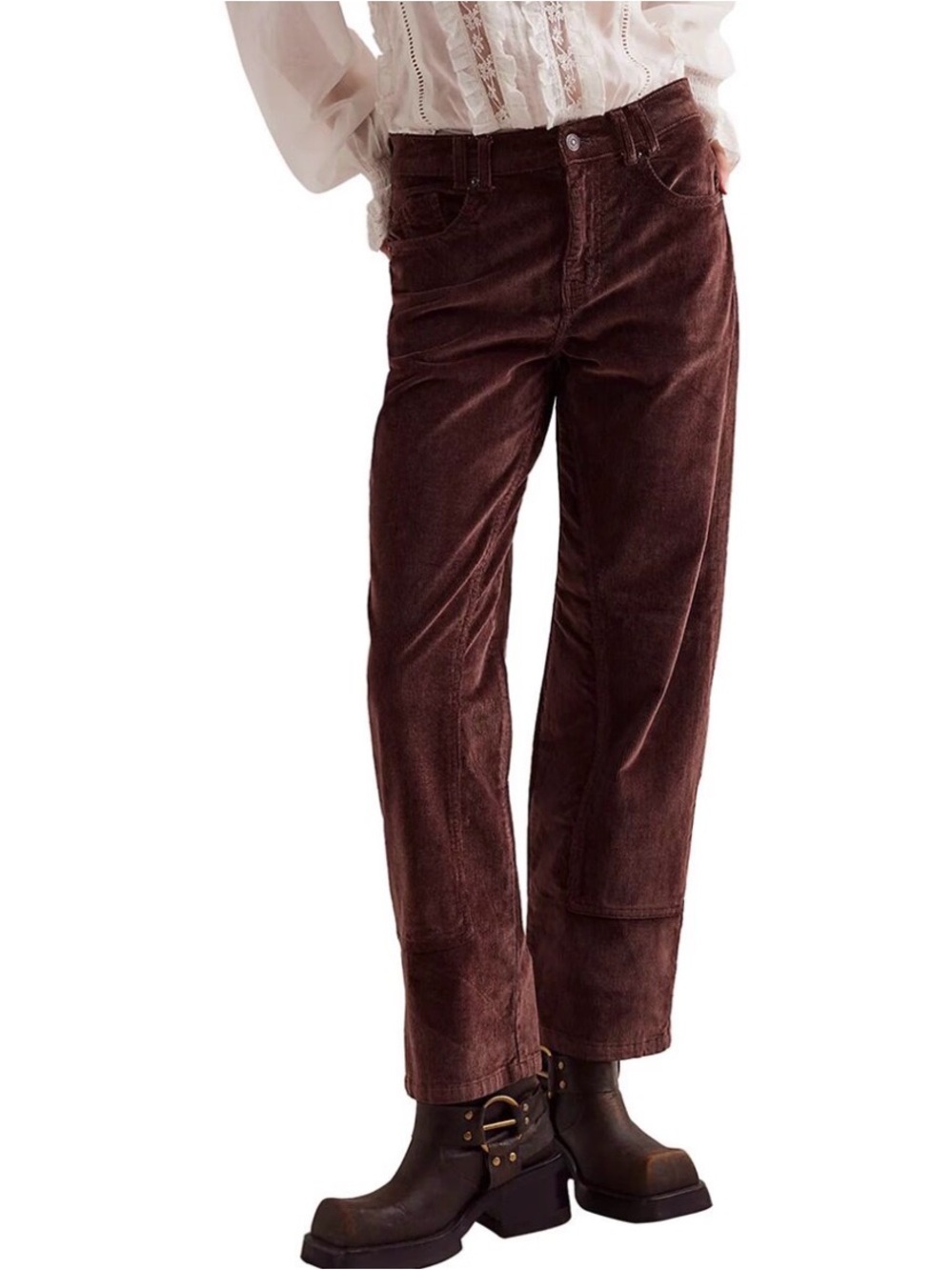 We The Free Straight Leg Corduroy Pants in Deep Brown